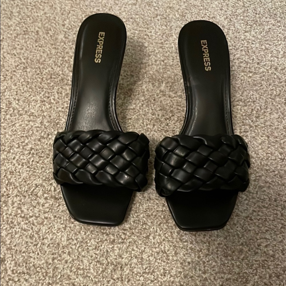 Express Black Braided Slide Sandals